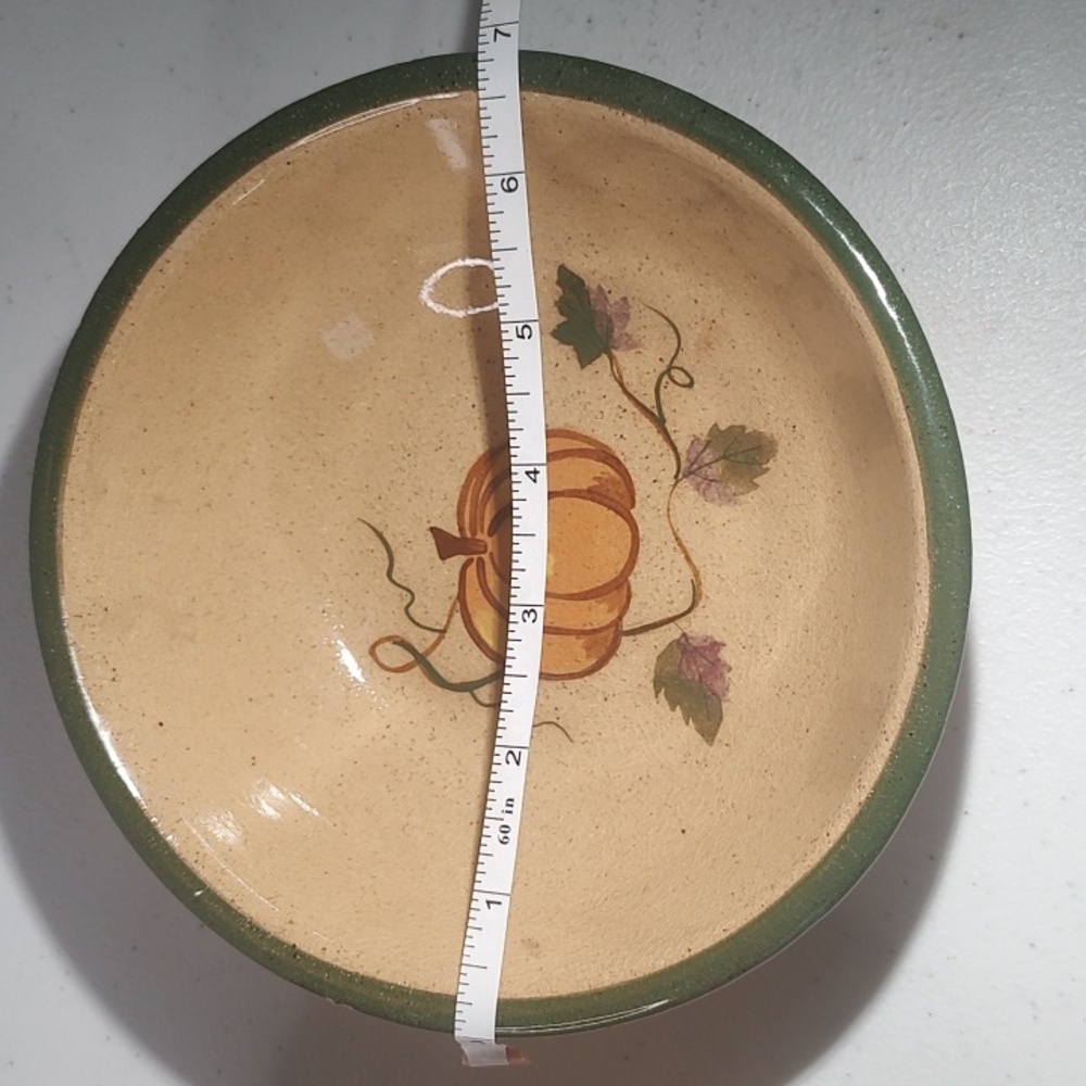 2 Longaberger Homestead Stonewear Bowls, Made By Buckeye Stonewear, Tan & Green - Picture 3 of 11